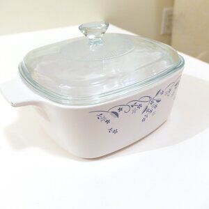 CorningWare Vintage Provincial Blue Covered Casserole Dishes Set of 2 - 5L